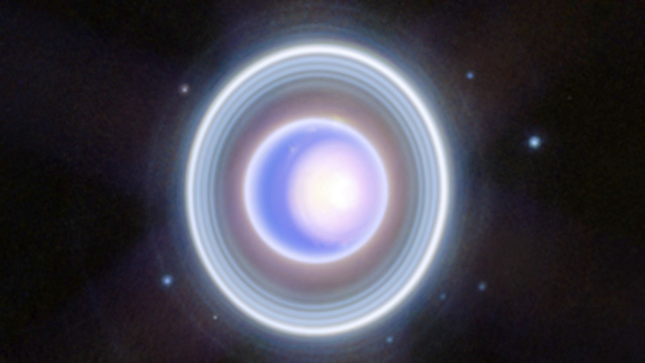 "Webb Telescope Reveals Stunning Details of Uranus' Rare Seasonal Feature"