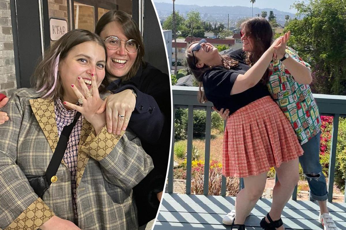 Featured image for Actress Beanie Feldstein ties the knot with Bonnie-Chance Roberts in a fairytale summer camp-themed wedding.