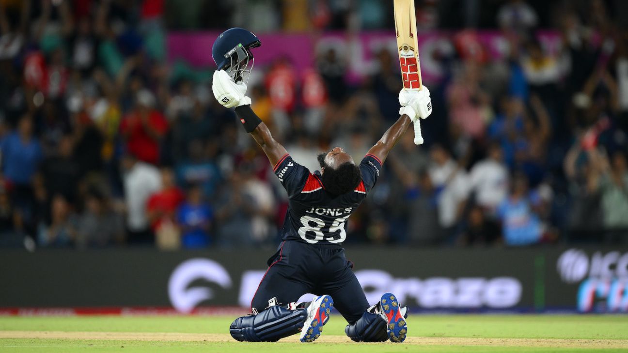 Featured image for Aaron Jones Leads USA to Historic T20 World Cup Win Over Canada