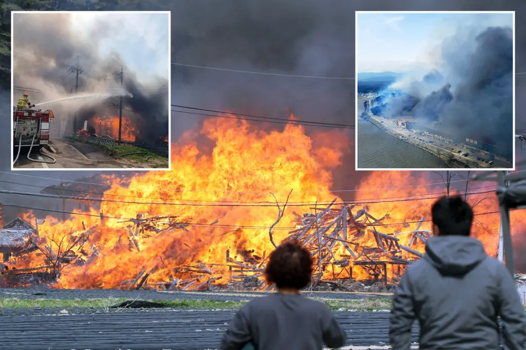 Mass evacuation as wildfire ravages South Korean coastal city.