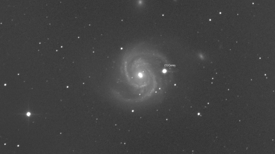 Watch Ceres Photobomb a Spiral Galaxy This Weekend