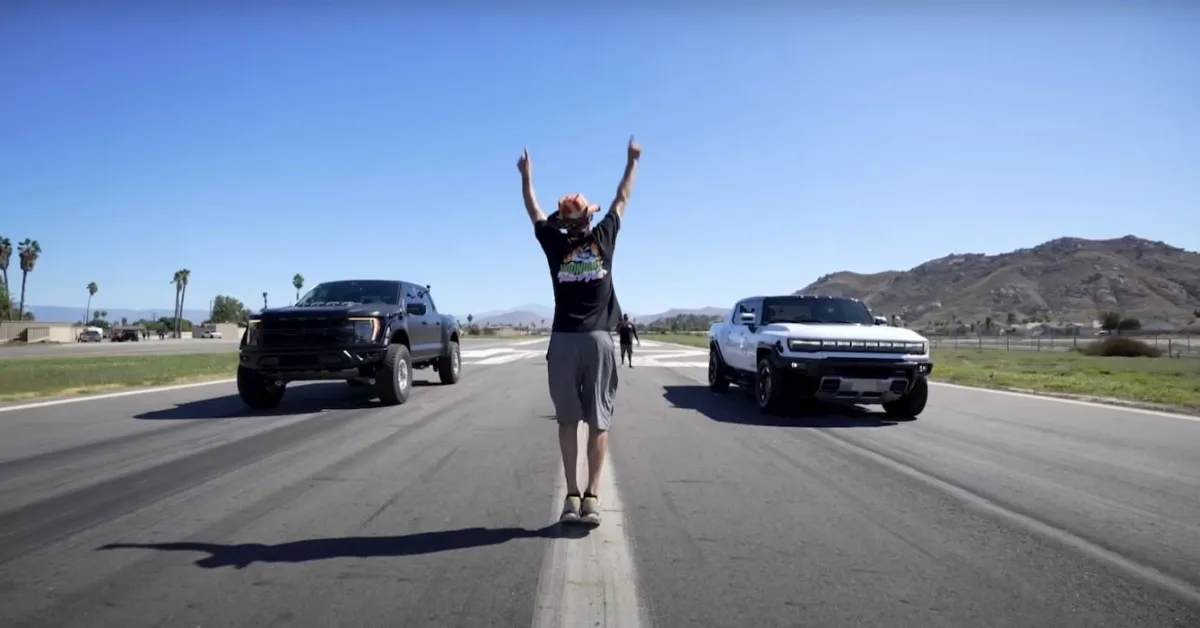 Featured image for Hummer EV outperforms Ford Raptor R in epic drag race showdown