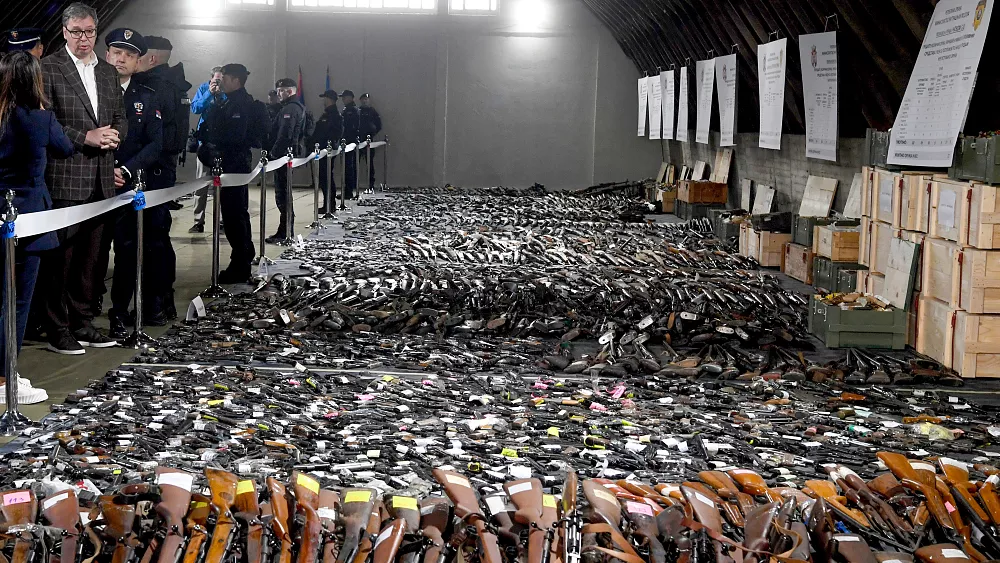Serbian gun amnesty yields over 13,500 weapons, including rocket launcher.