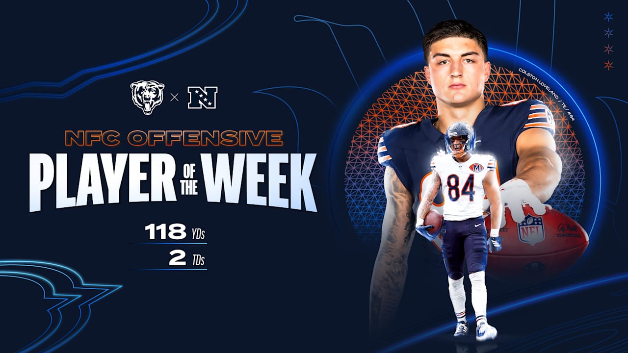 Featured image for Bears' Colston Loveland Wins NFC Offensive Player of the Week