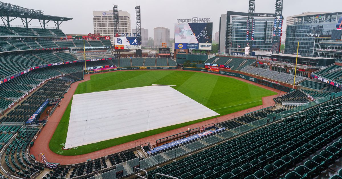 Rain delays Marlins vs. Braves series finale.