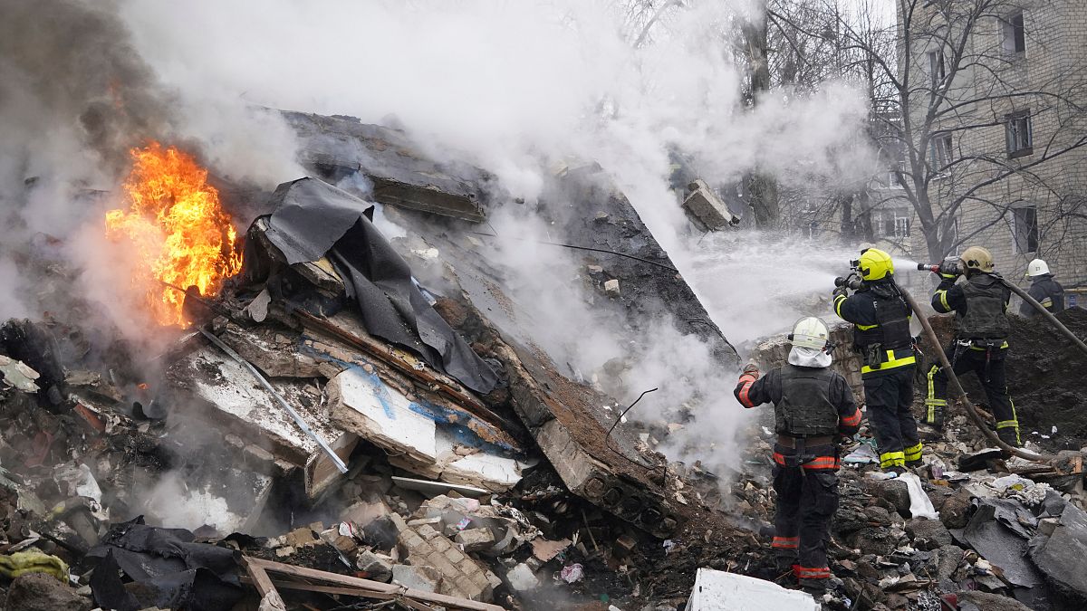 "Russian Missiles Strike Kyiv and Kharkiv, US Faces Funding Shortage for Ukraine War Effort"
