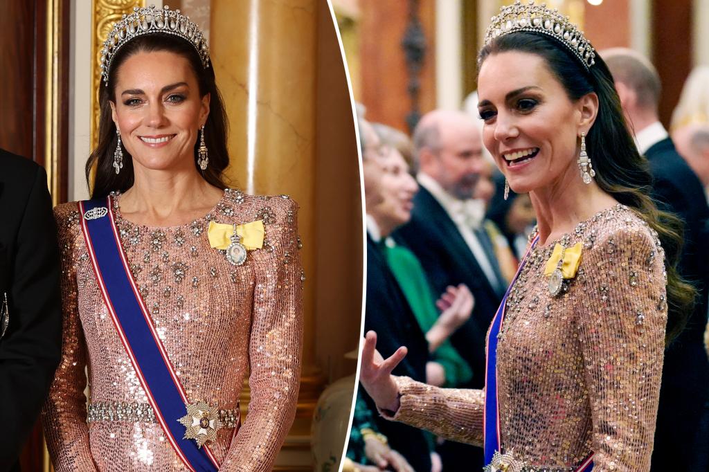 Featured image for "Kate Middleton Shines in Pink Sequins and Princess Diana's Tiara at Buckingham Palace Reception"
