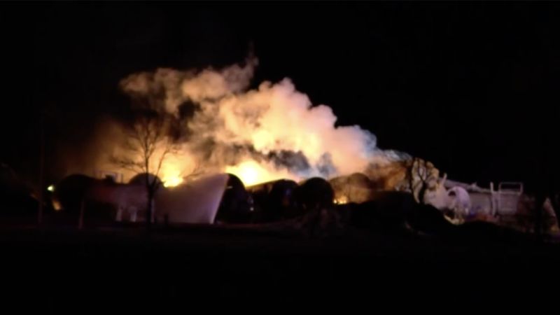 Minnesota train derailment causes ethanol fire and home evacuations.