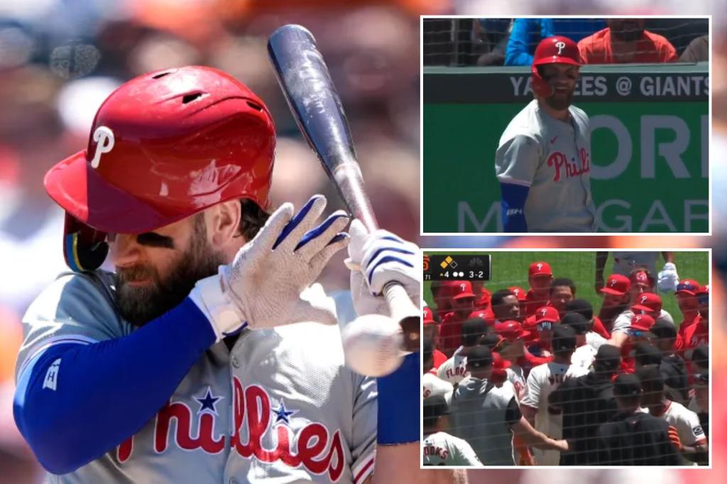 Featured image for Benches Clear After Giants' Harrison Brushes Back Harper Twice in Phillies' Win