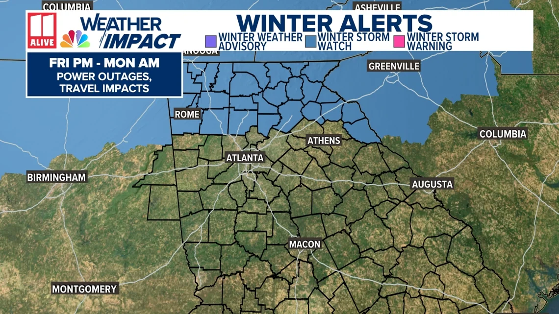 North Georgia braces for weekend ice and snow as first winter storm watch issued