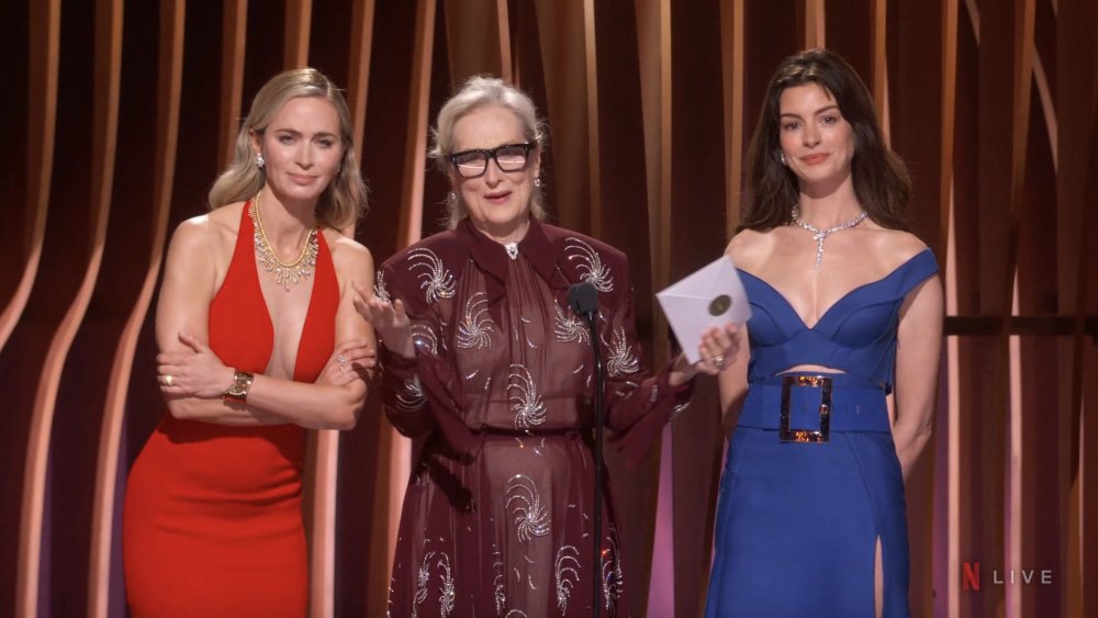 Featured image for "Anne Hathaway and Emily Blunt Grill Meryl Streep at SAG Awards Reunion"
