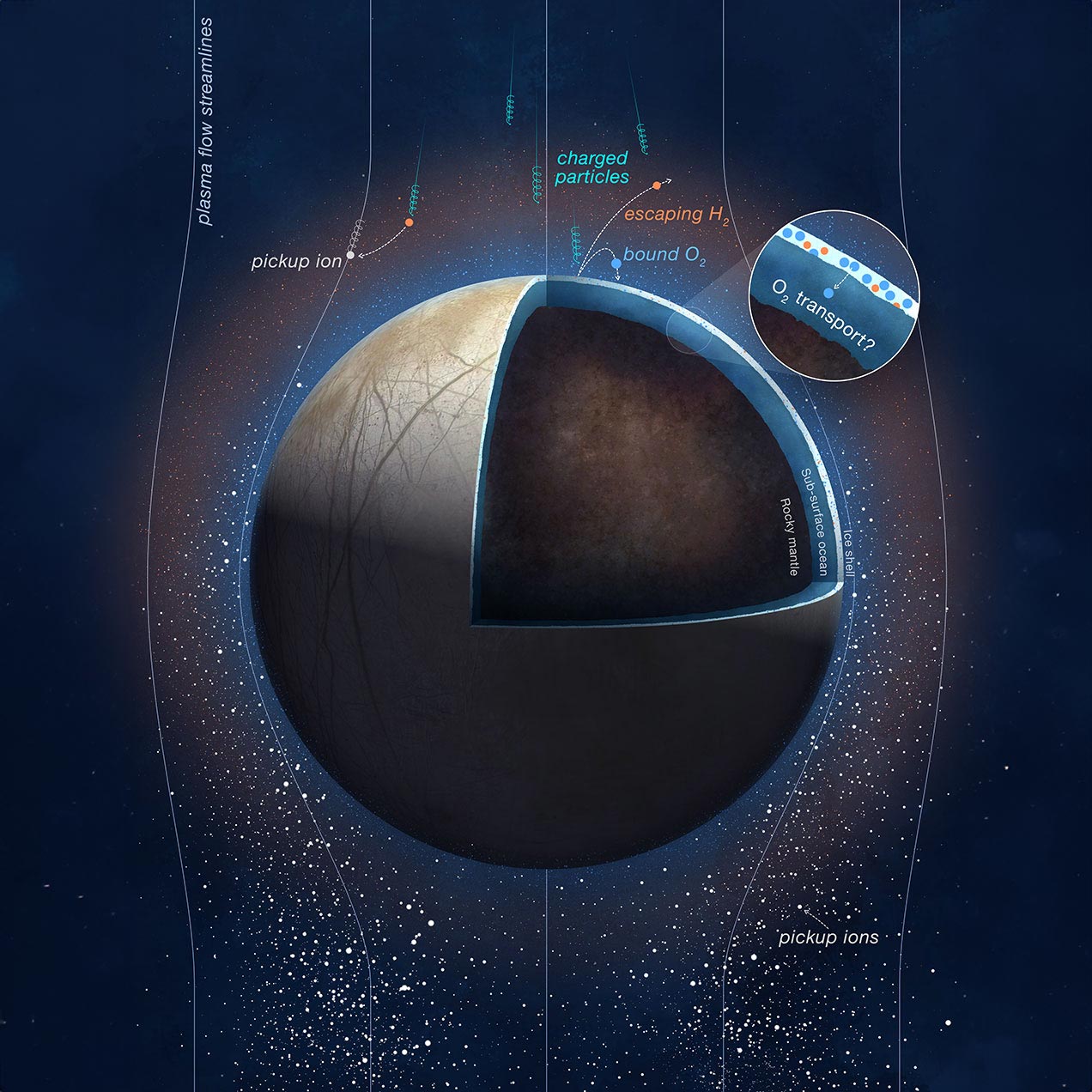 Featured image for "Juno's Europa Flyby Reveals Oxygen Scarcity in Subsurface Ocean"