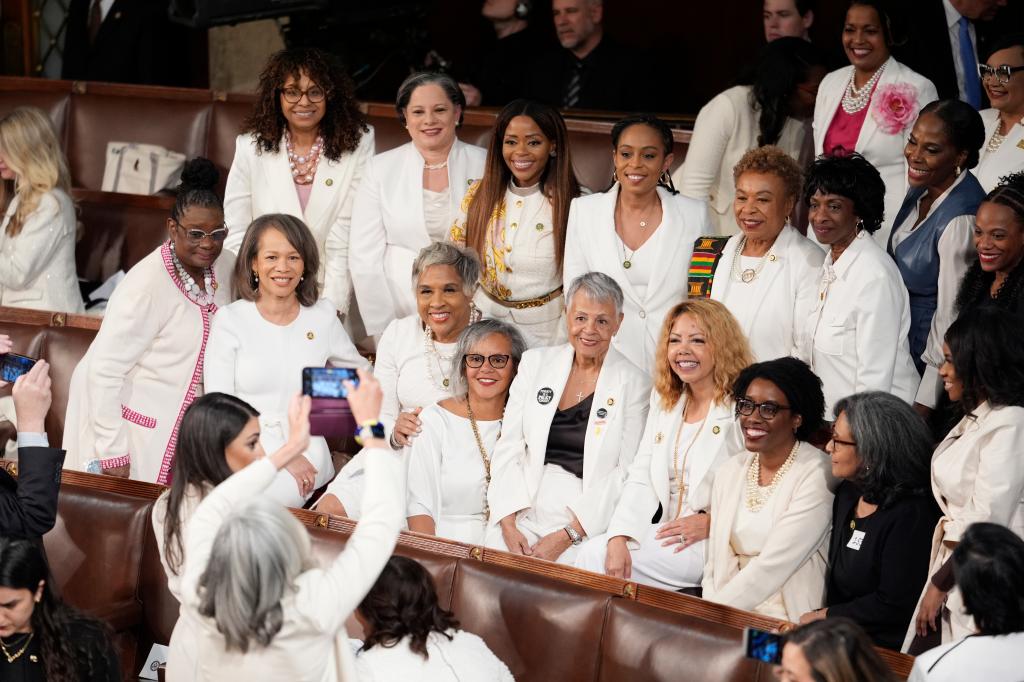 "Symbolic Statement: Democratic Congresswomen Don White at State of the Union"