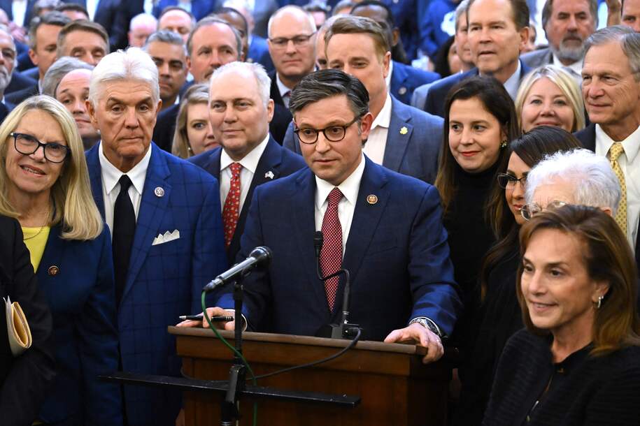 Featured image for "Speaker Mike Johnson Faces Chaos and Controversy in First Test"