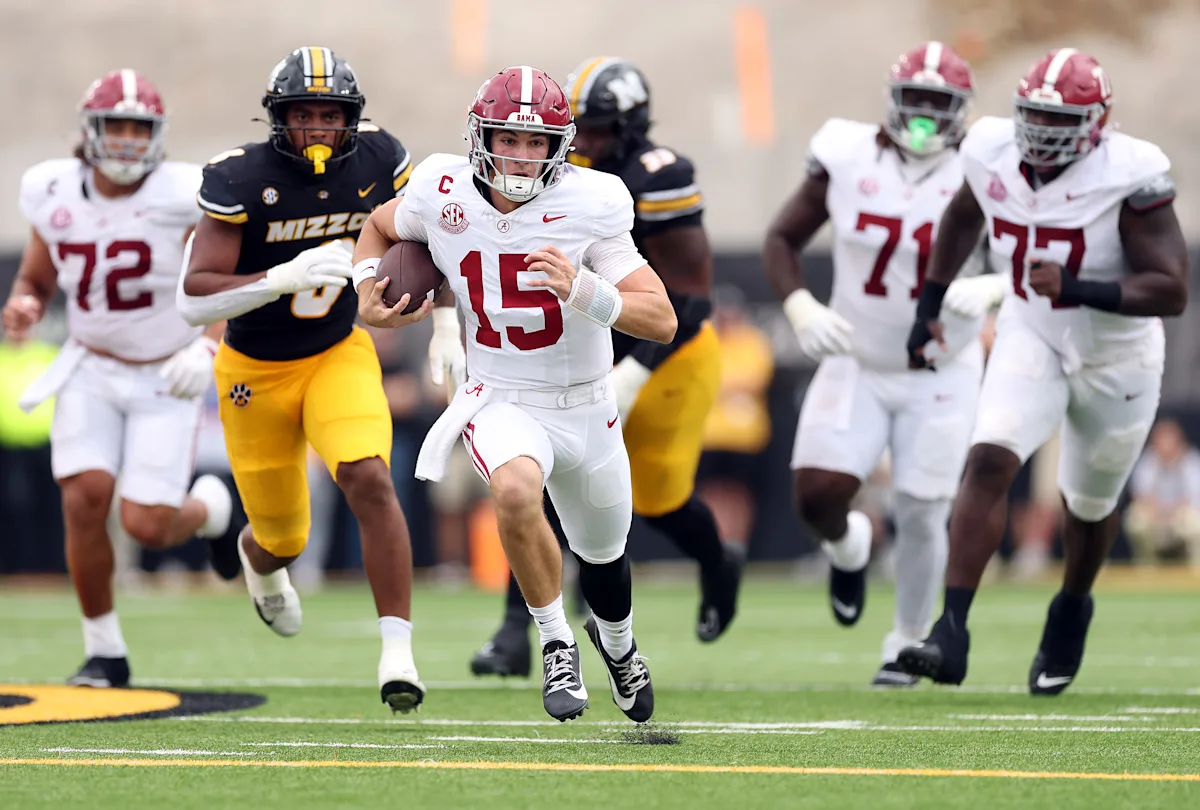 Featured image for Alabama edges Missouri to extend winning streak and boost Heisman hopes