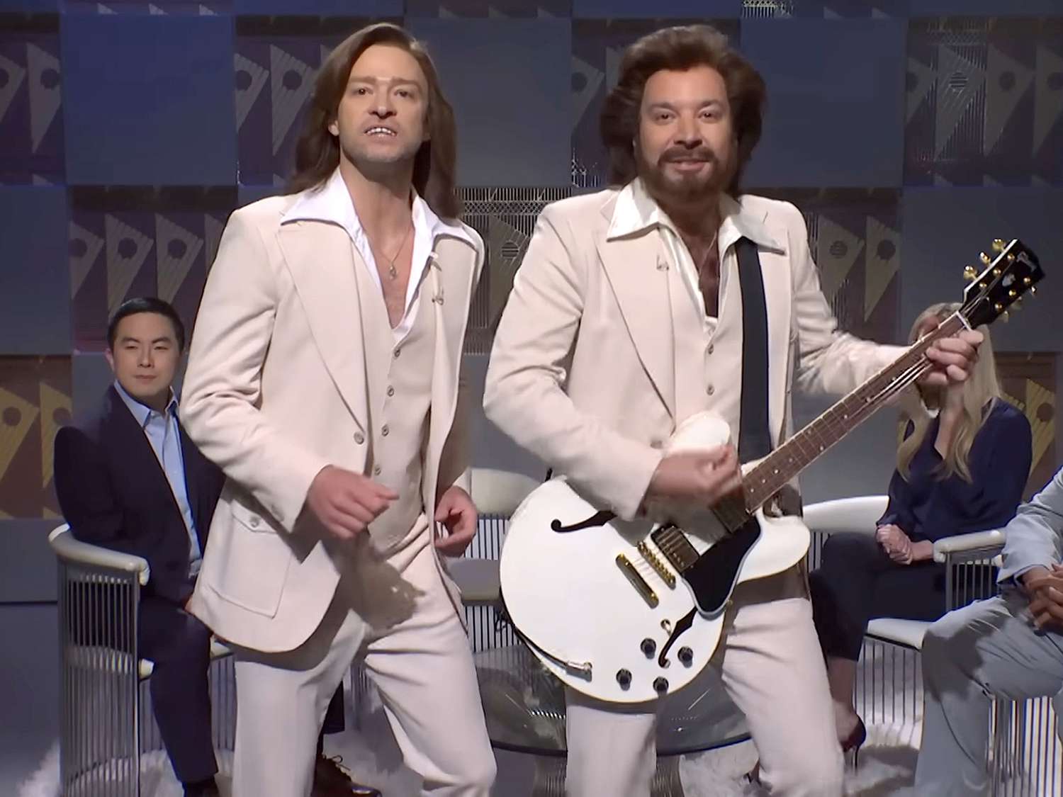 "Justin Timberlake and Jimmy Fallon's Epic Return with 'Barry Gibb Talk Show' on SNL"