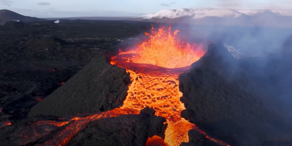 Featured image for Iceland's Spectacular Volcanic Eruption: Drone Captures Bubbling Lava and Collapsing Crater