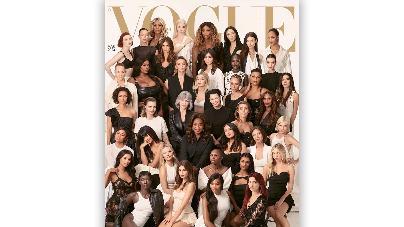Featured image for "Star-Studded Farewell: 40 A-List Celebs Grace British Vogue Cover as Editor-in-Chief Makes Grand Exit"