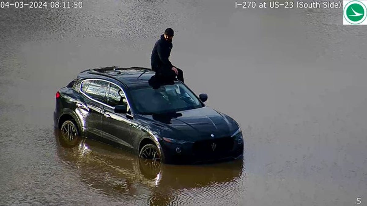 Featured image for Man Stranded Atop Maserati Caught on ODOT Cameras