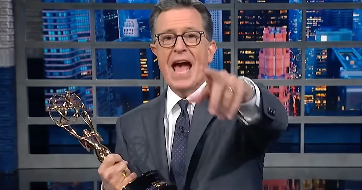 Featured image for Stephen Colbert's Emmy Win Sparks Political Jabs and Patriotism