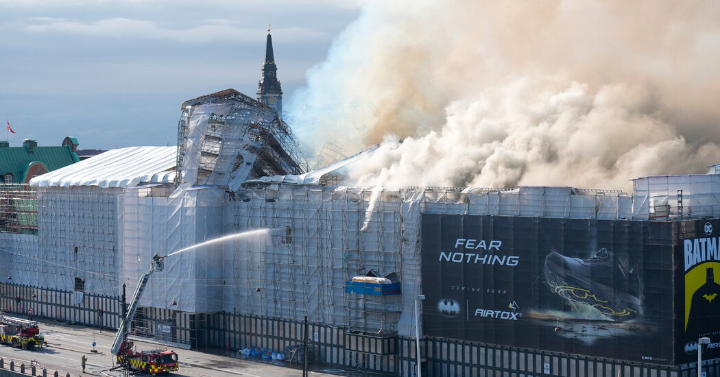 Featured image for Historic Copenhagen Stock Exchange Building Collapses in Devastating Fire
