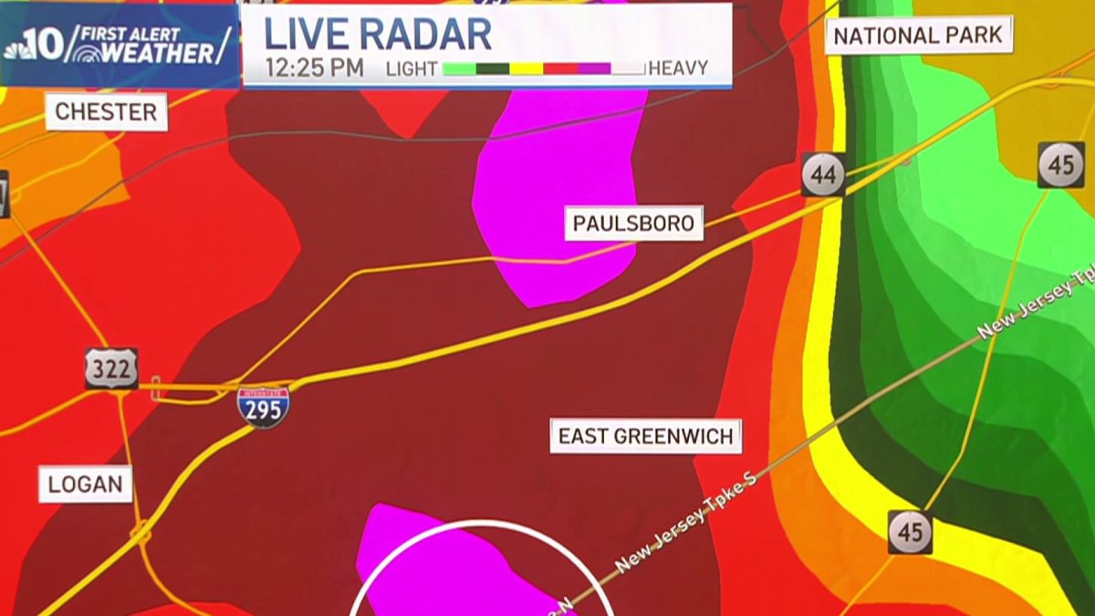Severe weather warnings issued across NJ, PA, and DE.