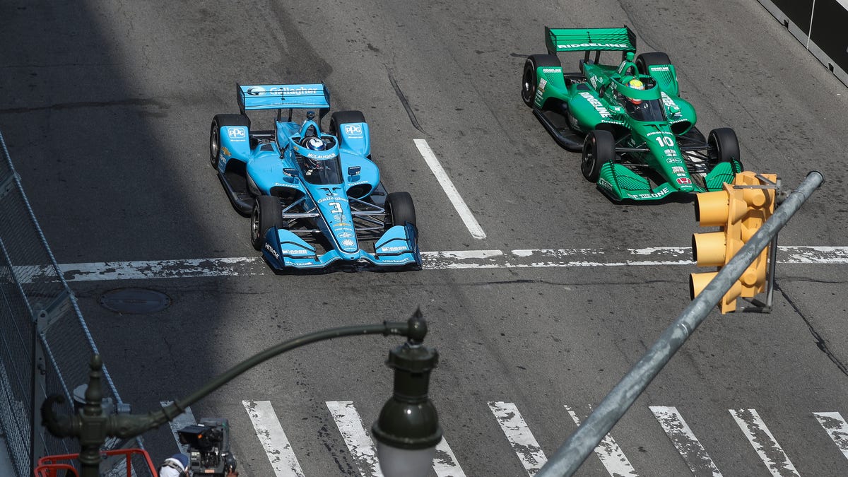 Featured image for Alex Palou dominates Detroit qualifying, but criticizes track conditions.