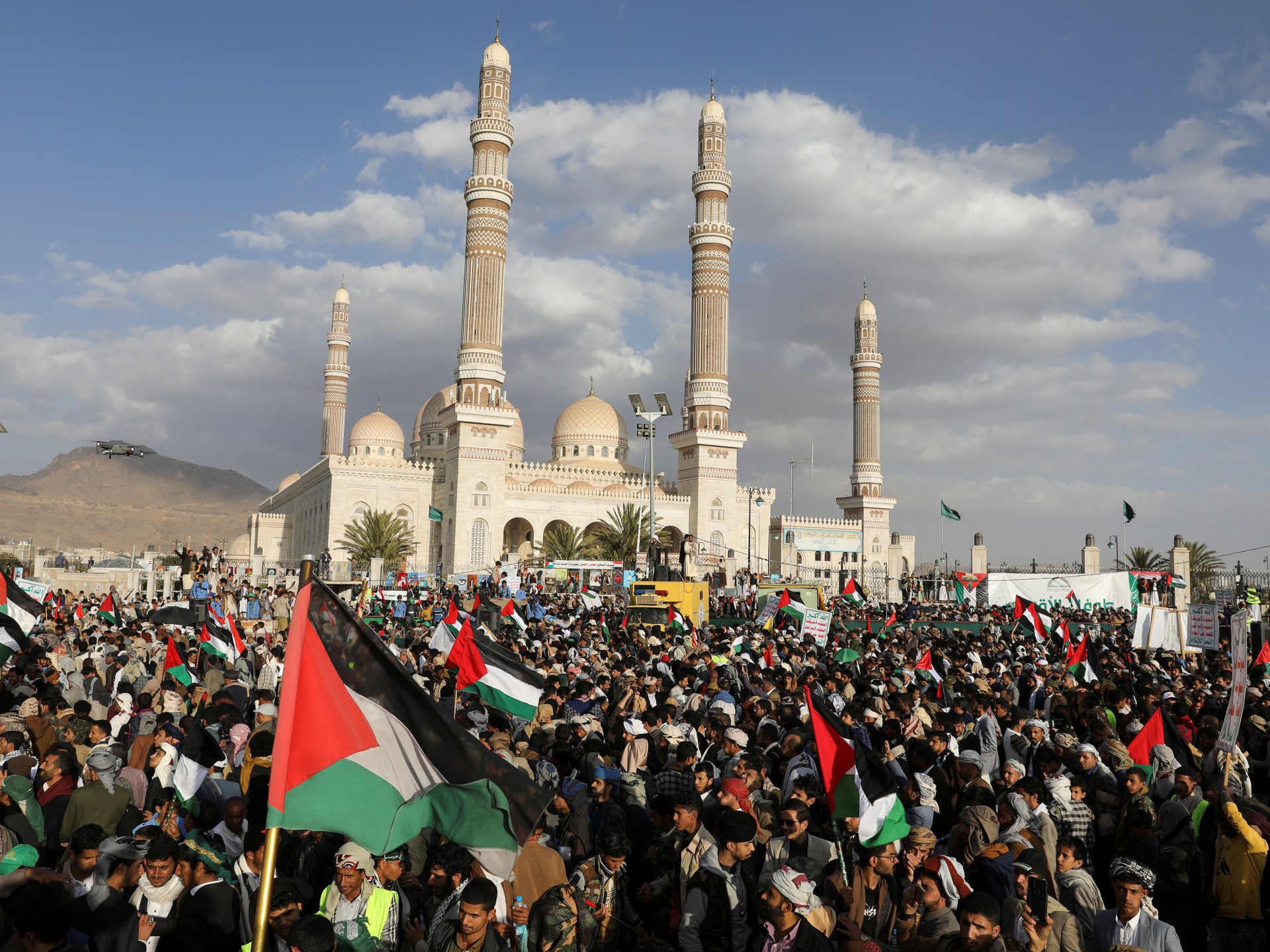 Featured image for "Yemen's Houthi Rally: A Show of Force Amid Red Sea Tensions and Support for Palestine"