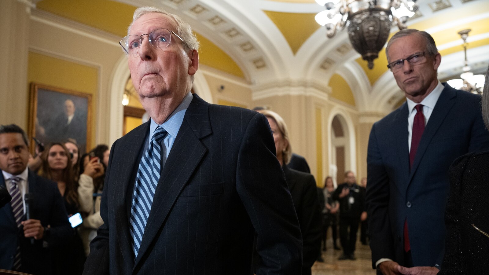 Featured image for Mitch McConnell Falls at GOP Lunch, Reportedly Fine