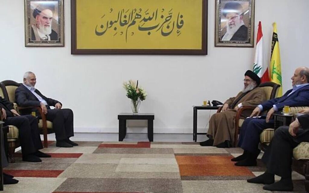Hezbollah and Hamas leaders meet in Beirut to discuss cooperation against Israel.