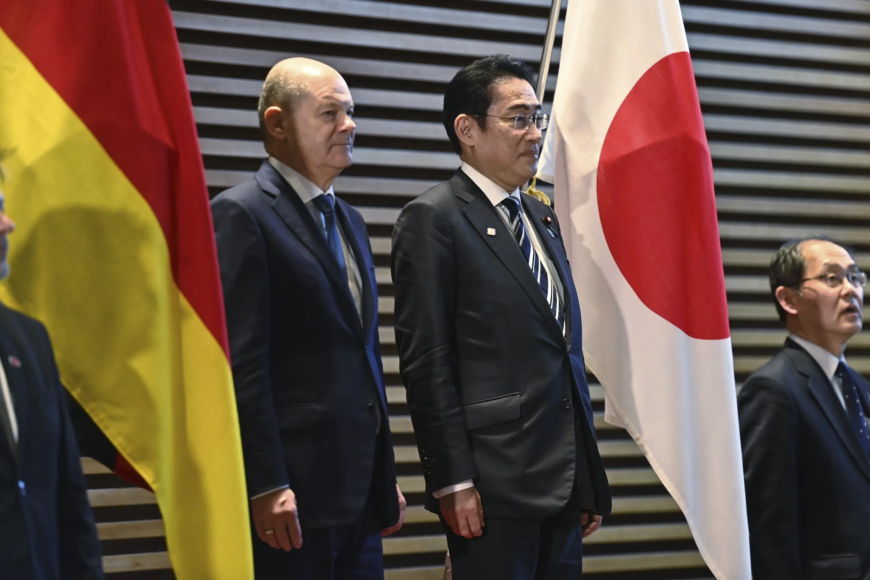Germany and Japan pledge to strengthen economic and defense ties.