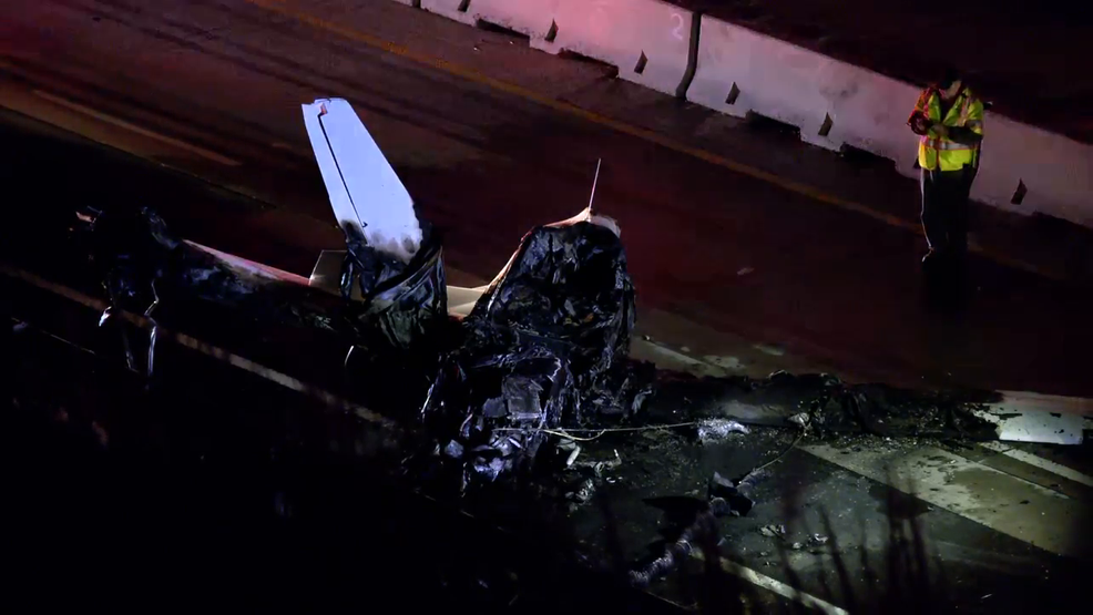 Small Plane Crashes and Catches Fire on N.C. Interstate, Causing Road Closure and Power Line Damage