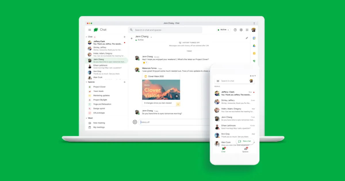 Featured image for Google Chat integrates voice messages and Slack, while charging big businesses for AI in Gmail and work apps
