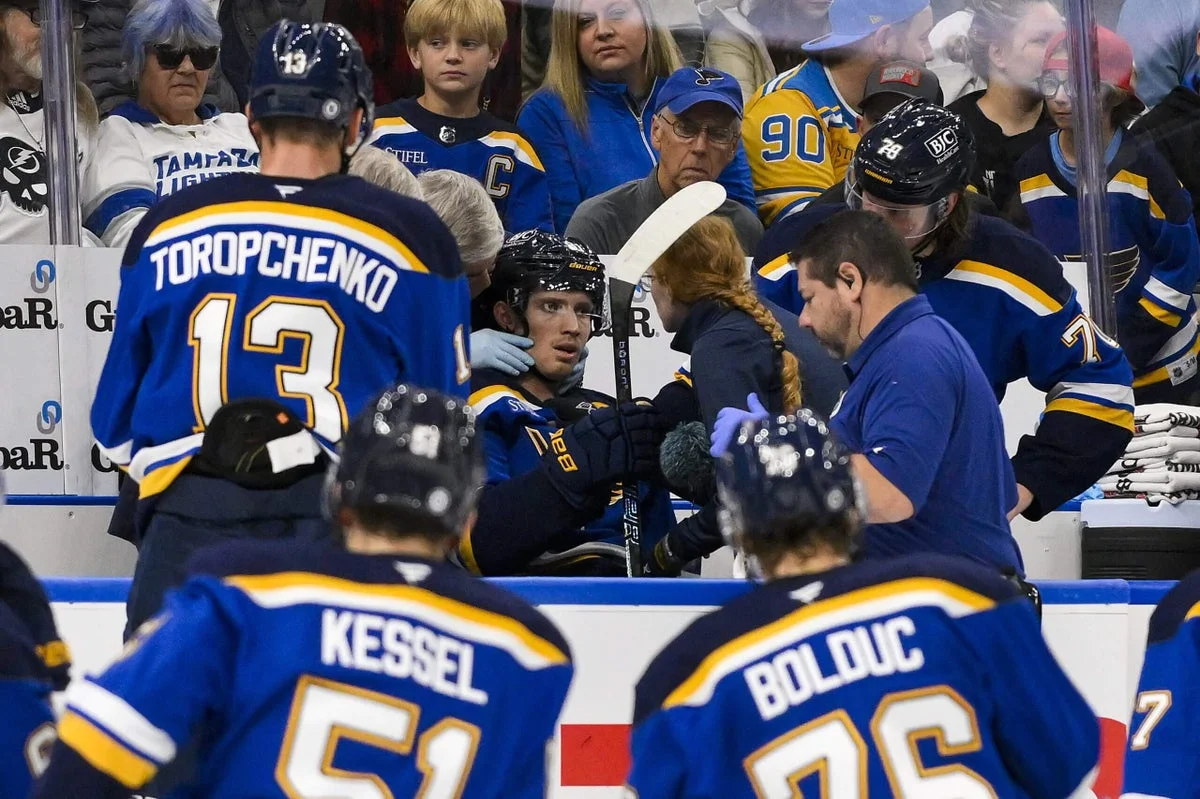 Blues Win 3-2 as Dylan Holloway Hospitalized After Neck Injury
