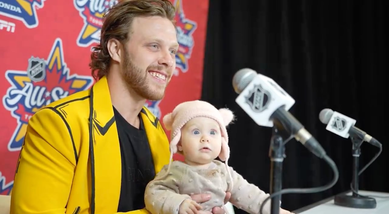 Featured image for "Pastrnak's All-Star Daughter Steals Show with Red Carpet Fit and Second Goal"