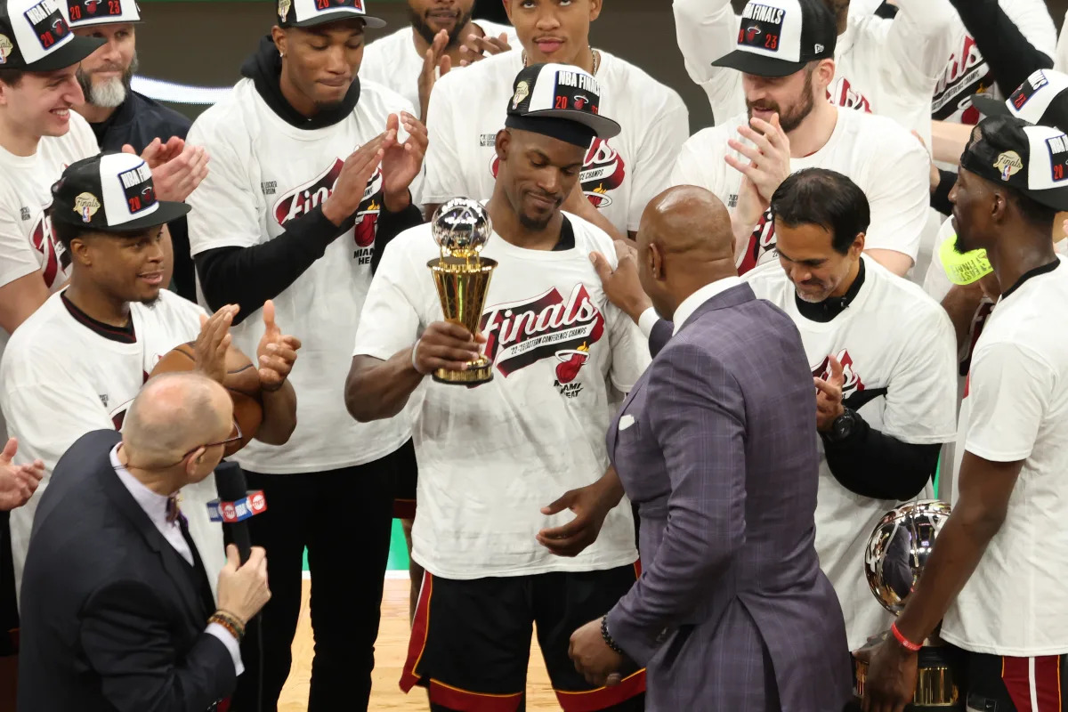 Heat dominate Game 7 to secure spot in NBA Finals.