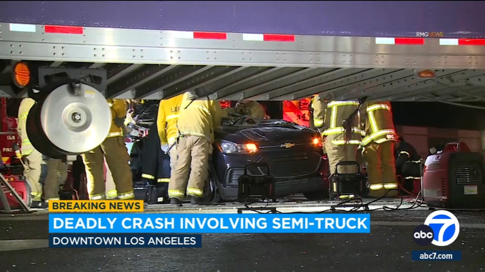 Fatal Collision: Speeding Driver Meets Tragic End in Downtown LA Crash with Semi-Truck