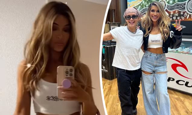 Featured image for "Chrishell Stause flaunts stunning physique at Rip Curl event while G Flip's onstage mishap leaves Steph Claire Smith red-faced"