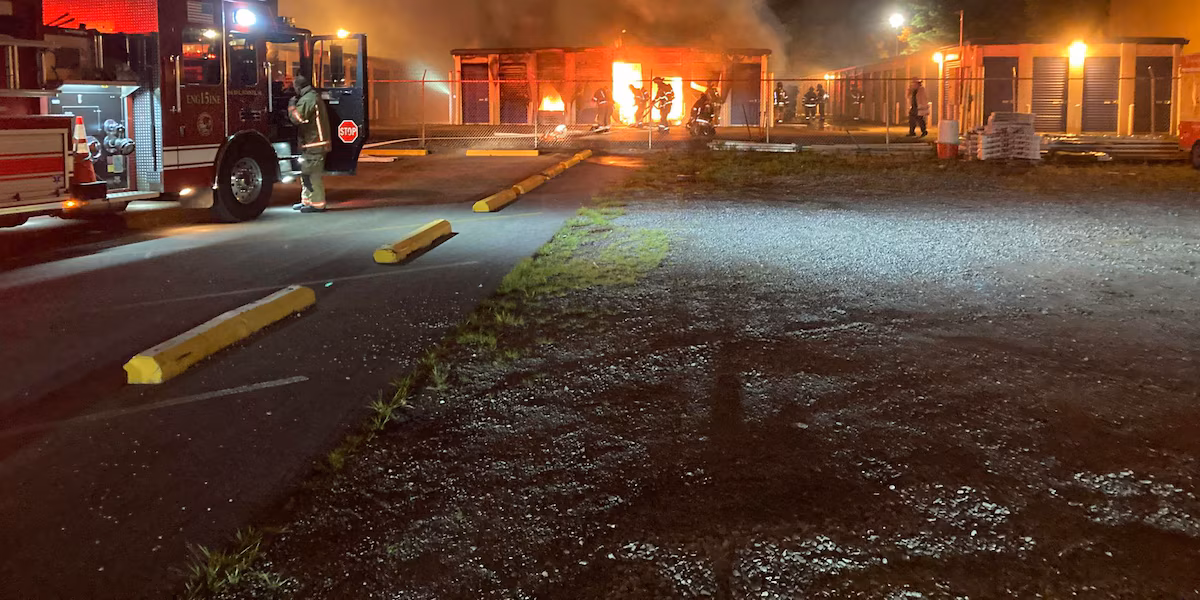 Massive Fire Engulfs Storage Express in Evansville