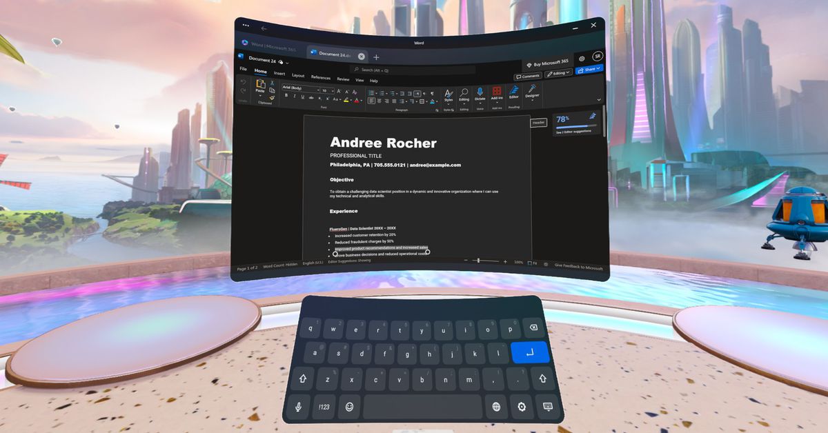 Featured image for "Exploring the Pros and Cons of Using Microsoft Office in VR on Quest"