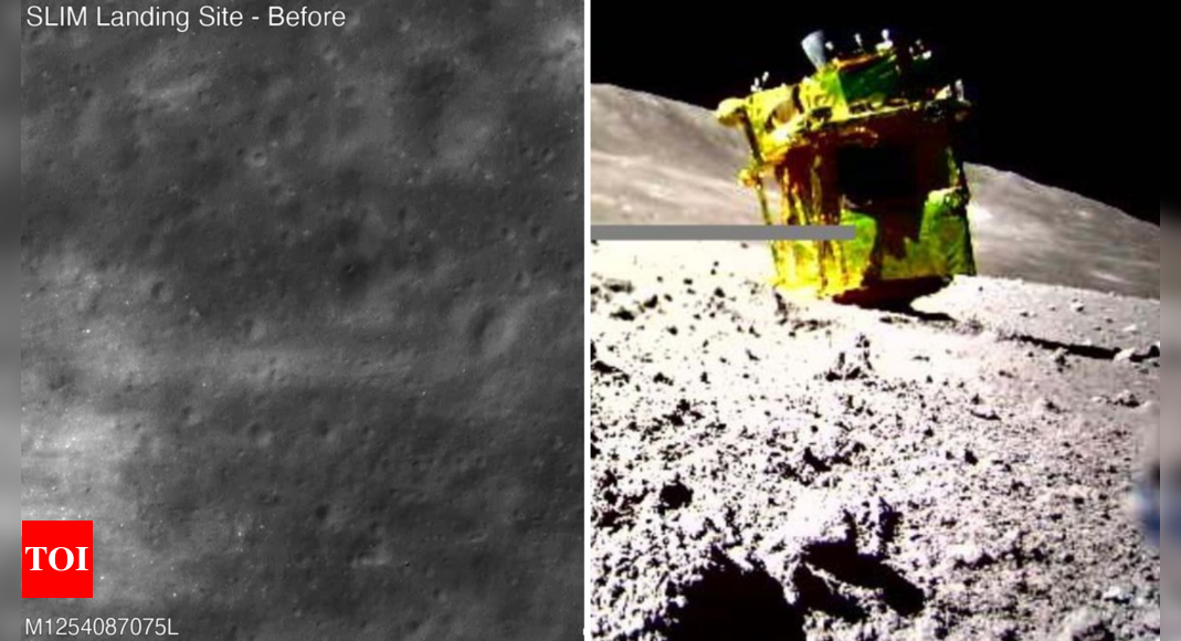 "NASA's LRO Captures Japan's Precision Moon Lander Upside-Down on the Moon"