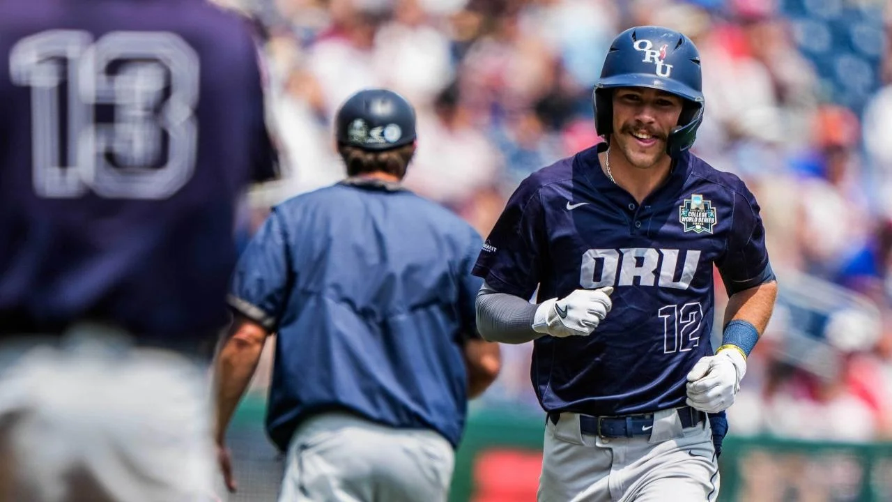 Oral Roberts baseball team surprises with late-game heroics in College World Series.
