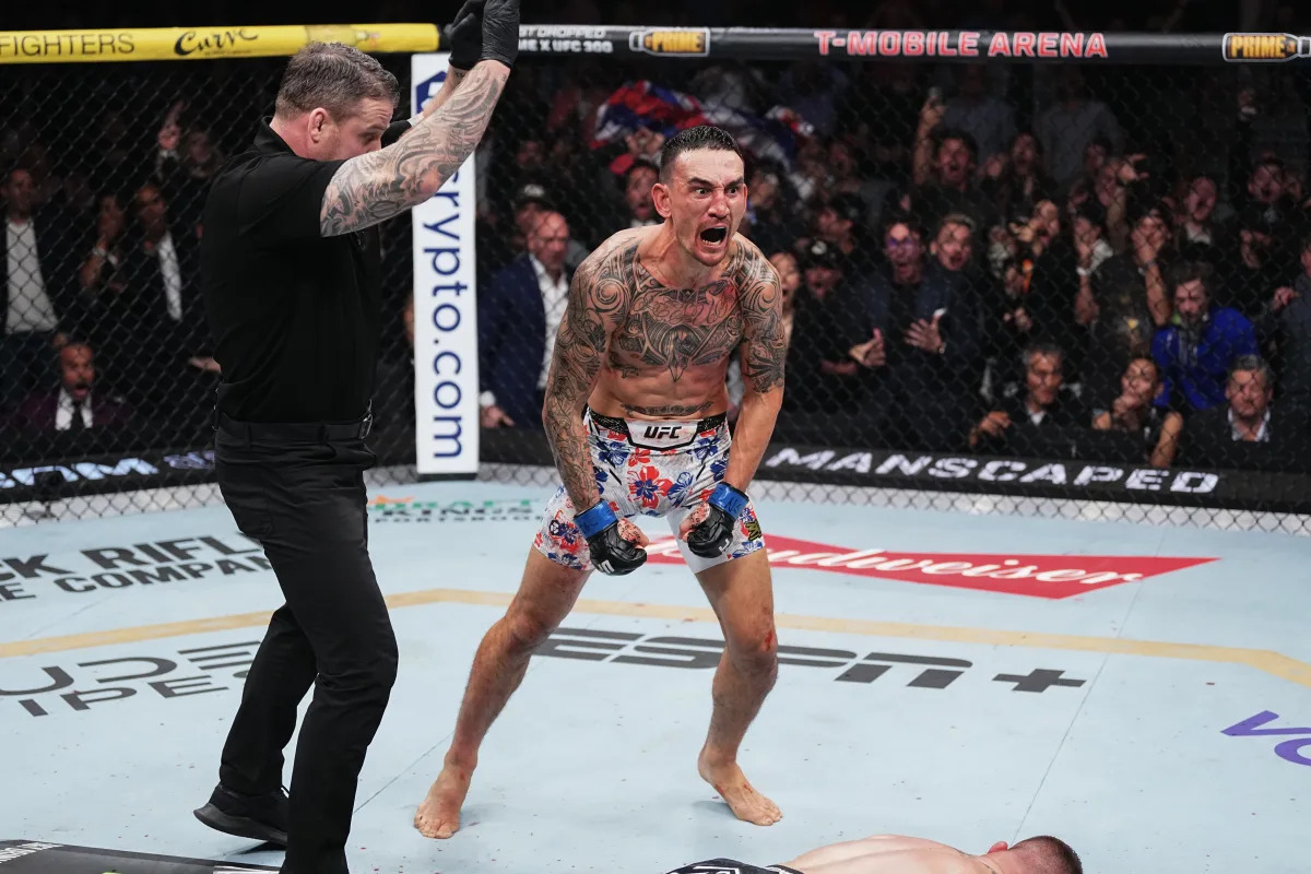 Featured image for "Max Holloway Claims 'BMF' Title with Epic KO at UFC 300"