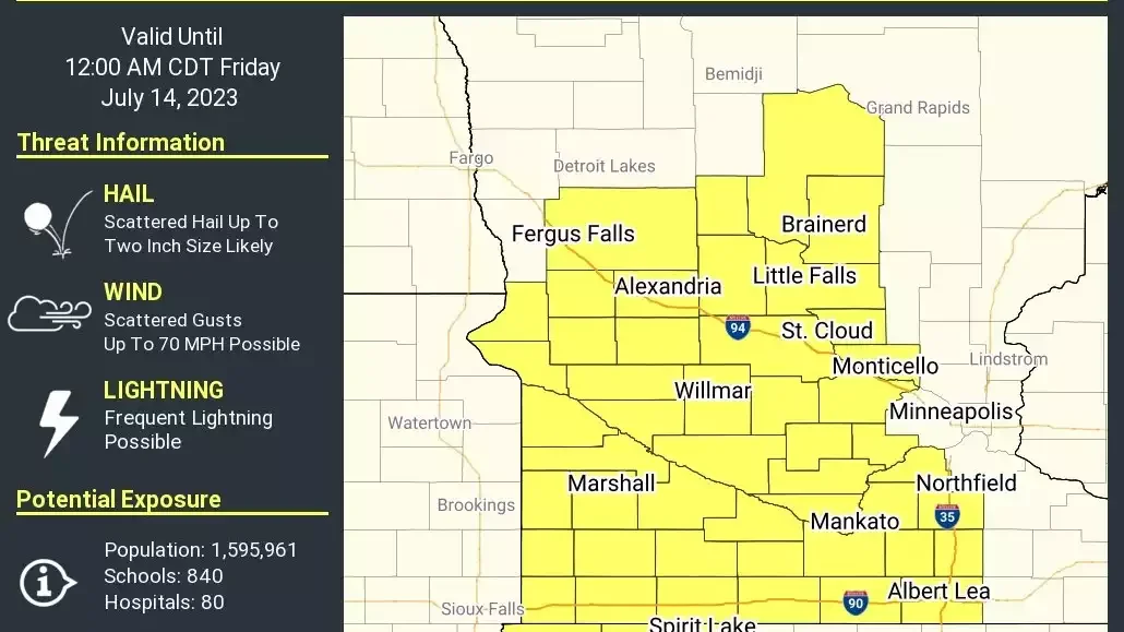 "Western Twin Cities under Severe Thunderstorm Watch until Midnight"