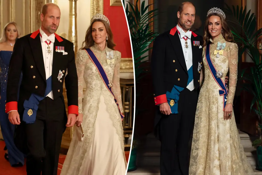 Featured image for Kate Middleton Dazzles in Gold and Lace at Trump State Banquet