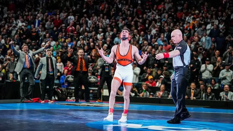 Featured image for Princeton's Pat Glory Claims NCAA Wrestling Title in 2023.