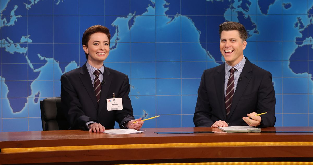 Featured image for "Sarah Sherman Portrays Colin Jost's Long-Lost Son in 'SNL' Skit"