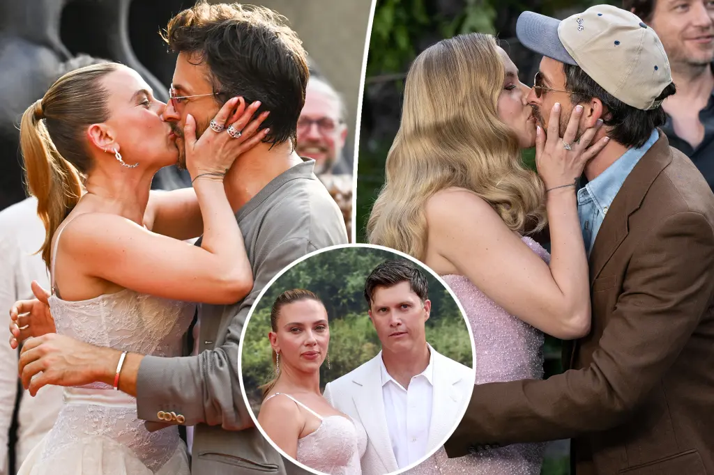 Featured image for Colin Jost Reacts to Scarlett Johansson's Red Carpet Kisses with Jonathan Bailey