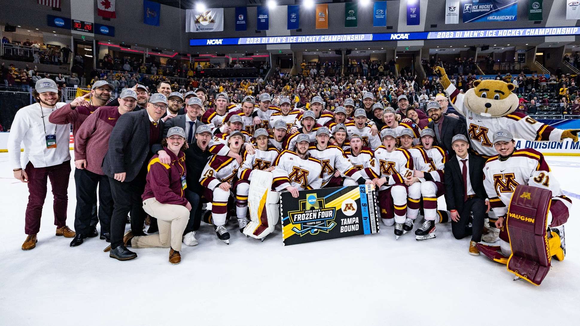 Featured image for Gophers Advance to NCAA Frozen Four with Balanced Scoring and Steady Goaltending.