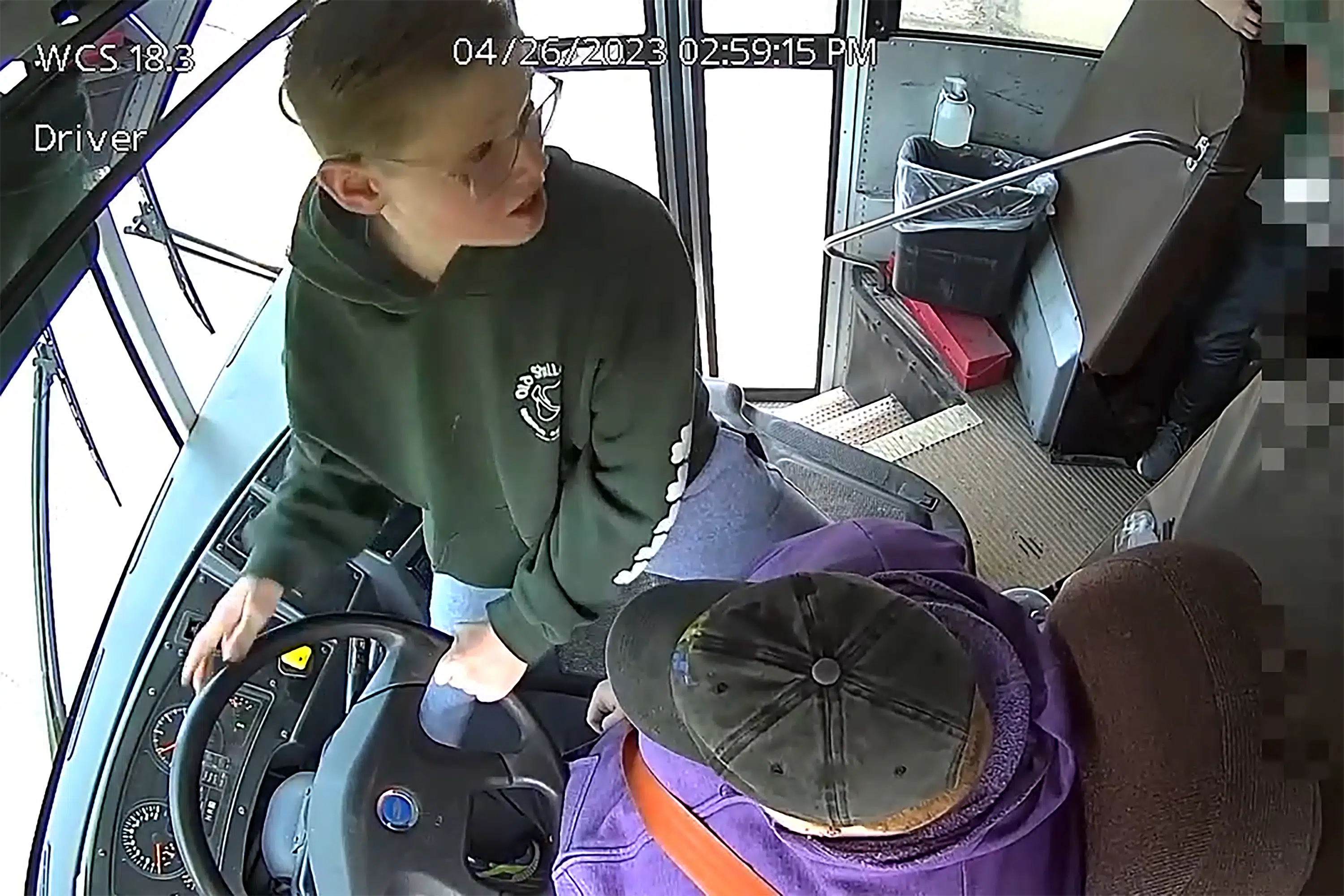 Boy saves the day by stopping school bus with sick driver.